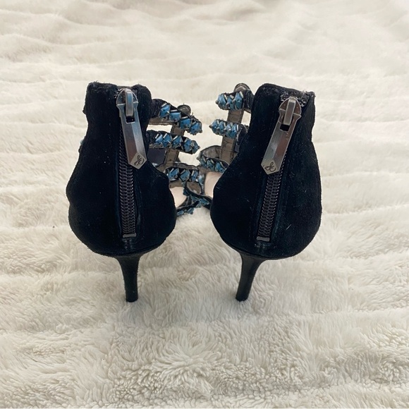 Sam Edelman Studded Gladiator Black Turquoise Strappy Sandals Heels Size 8.5 - Picture 9 of 15